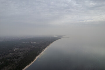 Aerial spring view of sunny The Dutchman's Cap (Olando kepure), Lithuania