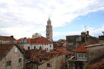 Historical city centre of Split, Croatia. Beautiful view of the promenade.