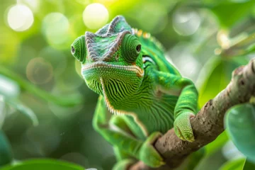 Gordijnen Photo of a green chameleon © ananda