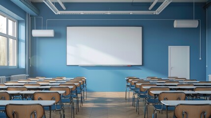 Classroom white board mock up, back to school educational concept