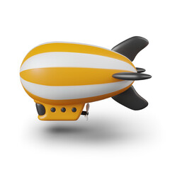Striped airship in cartoon style. Vintage flight vehicle. Retro air travel © ArtHub007