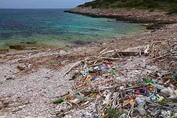 Beach plastic waste in Croatia