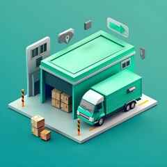 Warehouse and shipping concept, green logistics 