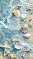 Fototapeta na wymiar Beauty of the sea during summer, shades of blue to capture the ocean's depth and movement, with touches of beige to represent sandy shores created with Generative AI Technology