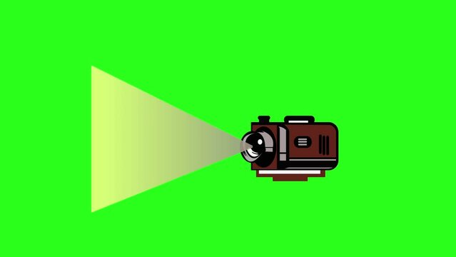 Animated projector light, flickering yellow, green background