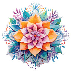 Watercolor mandala floral design vector