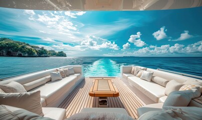Fototapeta premium Enjoying a beautiful day on a luxury yacht