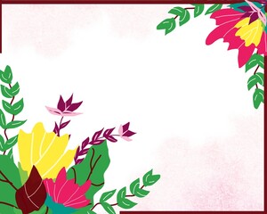 Obraz premium illustration background with a floral theme with a combination of various colors and various images of leaves and flowers