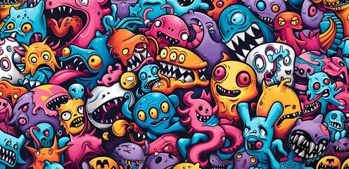 3D cartoon colorful doodle art wallpaper, highly detailed in the style of various artists.