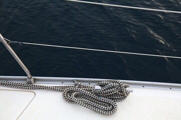 Sailing yacht rope on a cleat