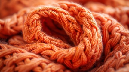 Knitted orange texture wool background. Generative AI