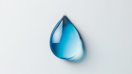 Fototapeta premium Single large, slightly blue drop of water, white background, concept: water is life, copy and text space, 16:9