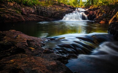 Ground level shot of a small waterfall in Litchfield National Park in Western Australia