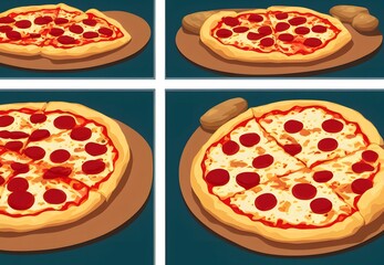 Illustration of pizza in the retro style, graphic illustration