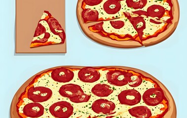 Illustration of pizza in the flat style, graphic illustration