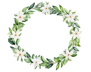 Stephanotis Geometric Frame , watercolor, Floral Frame, isolated white background