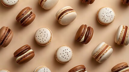 Neutral Colors Macarons Pattern: Sweet Delights in Flat Lay