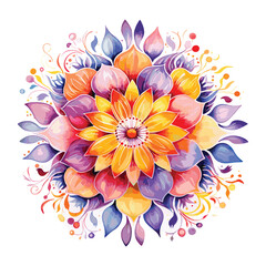 Watercolor mandala floral design vector