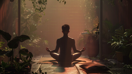 person meditating yoga in the lotus pose