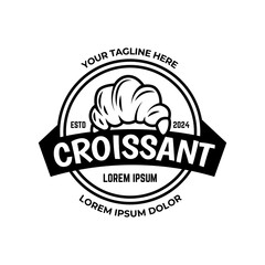 Vector illustration of a bakery shop logo icon, with home made croissant