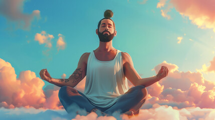 person meditating yoga in the lotus pose - obrazy, fototapety, plakaty
