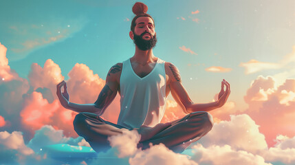 person meditating yoga in the lotus pose - obrazy, fototapety, plakaty
