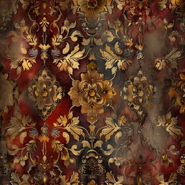Medieval tapestries, where flowers woven from gold and silver threads bloom against a backdrop of rich, velvety colors, bringing the opulence of the past to life created with Generative AI Technology