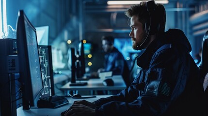 Obraz premium Incident response team in action, cybersecurity professionals at work