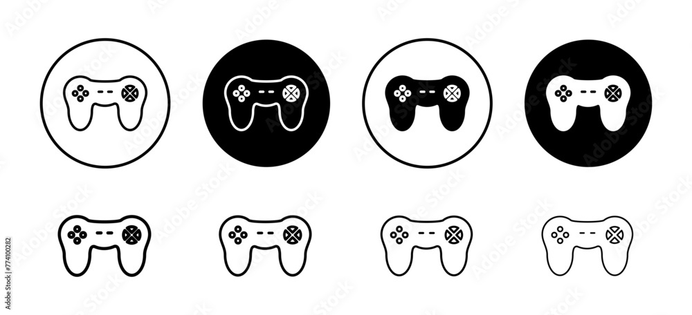 Poster video game controller or wireless joystick console for hardware input icon. electronic gamer control