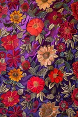 Tuinposter Medieval tapestries, where flowers woven from gold and silver threads bloom against a backdrop of rich, velvety colors, bringing the opulence of the past to life created with Generative AI Technology © Sentoriak