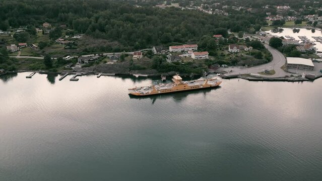 Roadferry MS Saturnus passing between its ports, Stenungsund, Sweden