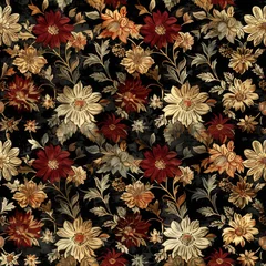 Schilderijen op glas Medieval tapestries, where flowers woven from gold and silver threads bloom against a backdrop of rich, velvety colors, bringing the opulence of the past to life created with Generative AI Technology © Sentoriak