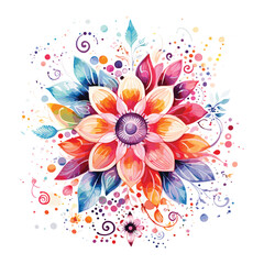 Watercolor mandala floral design vector