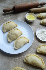 Raw Curry Puff or Jalangkote or Pastel. Indonesian Food. 
