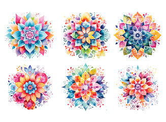 Watercolor mandala floral design vector
