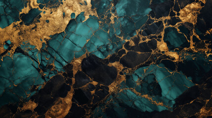 Gold, black, and green marble background - obrazy, fototapety, plakaty