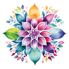 Watercolor mandala floral design vector