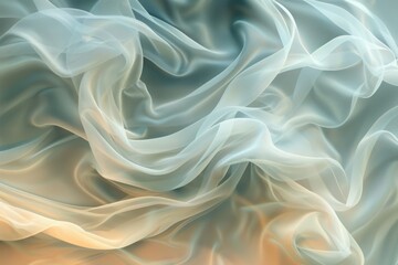 Obraz premium Elegant undulating silk fabric simulation in soft beige and cream hues, exemplifying luxury and high-fashion textile design concept