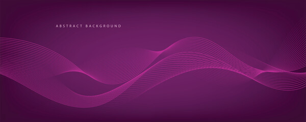 Purple background with flowing wave lines. Futuristic technology concept. Vector illustration