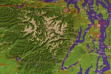 Map of Olympic National Park, Washington, USA