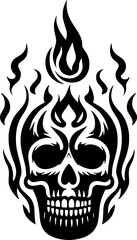 skull with fire logo vector illustration