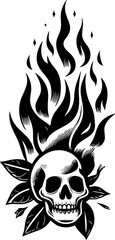 skull with fire logo vector illustration