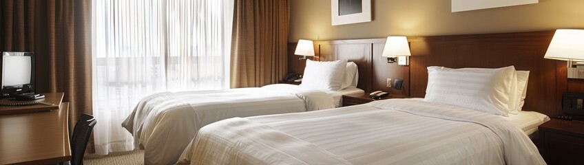 A comfortable hotel guest room with two queen beds, and modern amenities --ar 53:15 --v 6.0 - Image #4 @kashif320