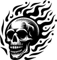 skull with fire logo vector illustration