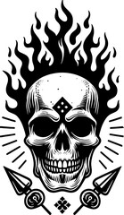 skull with fire logo vector illustration