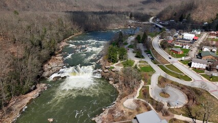 Ohiopyle state park beside Youghiogheny River and Ohiopyle State Park with whitewater rapids...