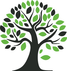 tree with green leaves vector 