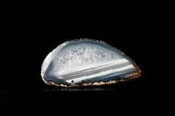 Closeup shot of a blue agate stone isolated against the black background