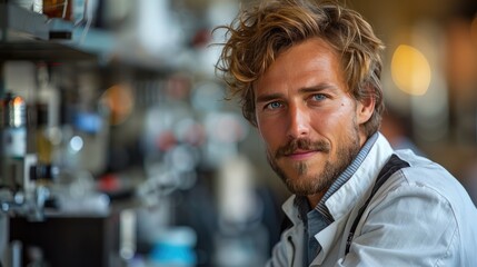 Obraz premium Contemplative man in a coffee shop
