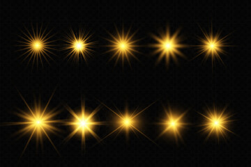 Spark of light.The star flashes brightly.Set of glowing effects.	
